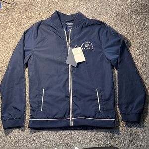 Nukutavake Navy Blue Jacket With White Trim And Accents